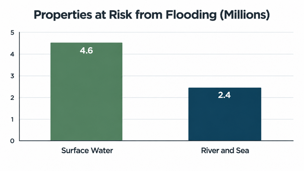 Properties at risk of flooding in UK 2026